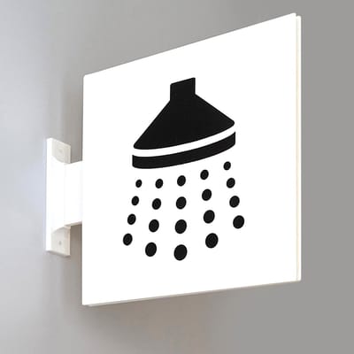 Toilet WC-bordje douche – dubbelzijdig uithangbord – flag sign – wand of plafond – 15 × 15 cm – 3D-geprint