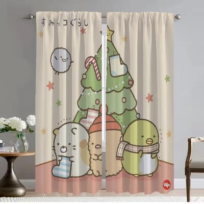 Verduisterende Gordijnen 2 Stuks Sumikko Gurashi Halloween Decoratie Shades Home Interieur Gordijnen voor Woonkamer Tule voor Slaapkamer W50xH70cmx2pcs-CL gray