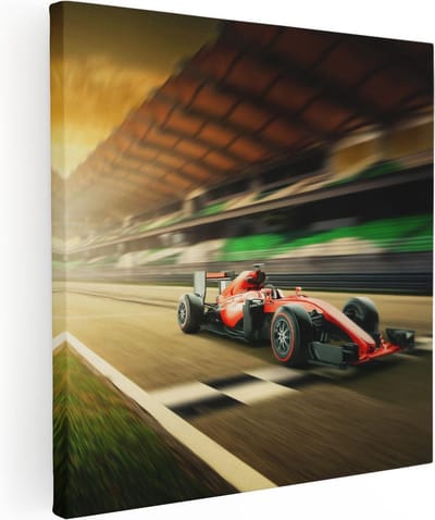 Artaza Canvas Schilderij Raceauto - 30x30 cm - Klein - Wanddecoratie Formule 1 - Muurdecoratie Woonkamer - Kamer Accessoires