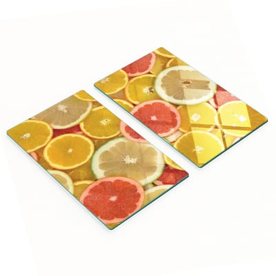 Stijlvolle en duurzame glazen snijplanken met citrusvruchtenprint, 2x30x52 cm
