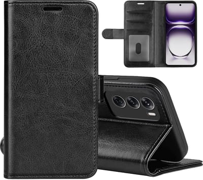 MobyDefend Hoesje - Geschikt voor Oppo Reno12 Pro - Wallet Book Case (Sluiting Achterkant) - Zwart