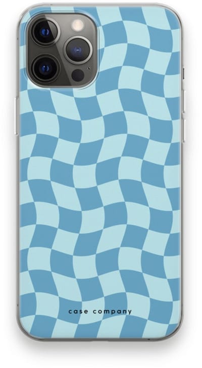 Case Company® - Hoesje geschikt voor iPhone 12 Pro Max hoesje - Grid Blauw - Soft Cover Telefoonhoesje - Bescherming aan alle Kanten en Schermrand