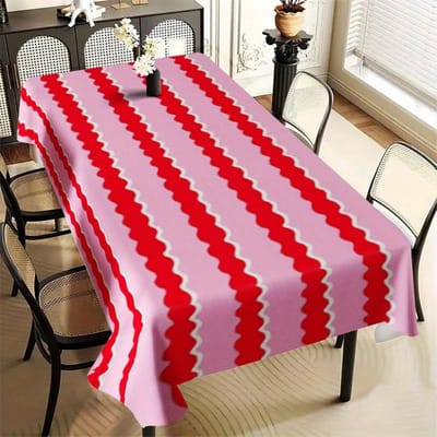 1 pièce Nappe Rectangulaire à Rayures Colorées, Nappe en Polyester Rouge Vif et Rose Convient pour la Décoration de Cuisine 145X200CM