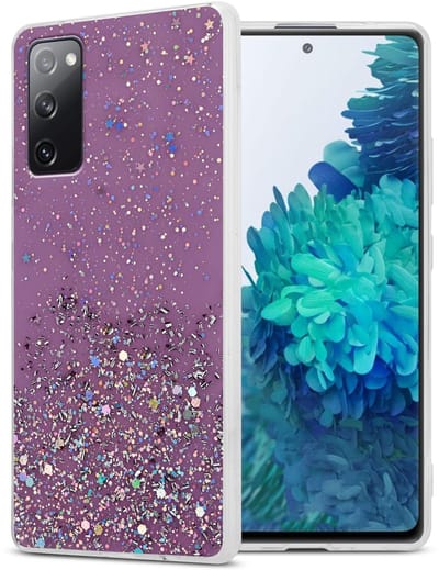 Cadorabo Hoesje geschikt voor Samsung Galaxy S20 FE in Paars met Glitter - Beschermhoes van flexibel TPU silicone met fonkelende glitters Case Cover Etui