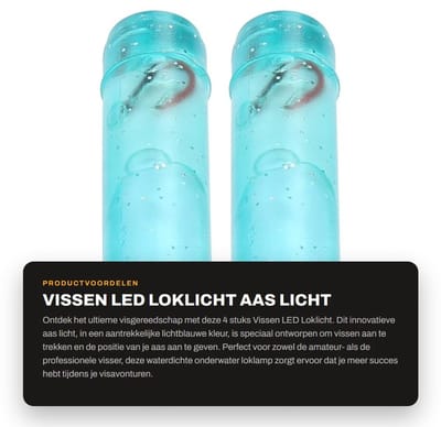 Dailygoods- Loklicht 4 Stuks - Waterdicht Aas Licht - Onderwater Loklamp - Lichtgewicht met Opbergdoos - Helder Blauw Kunstaaslicht - 5,7x1,8 cm - Visserslamp
