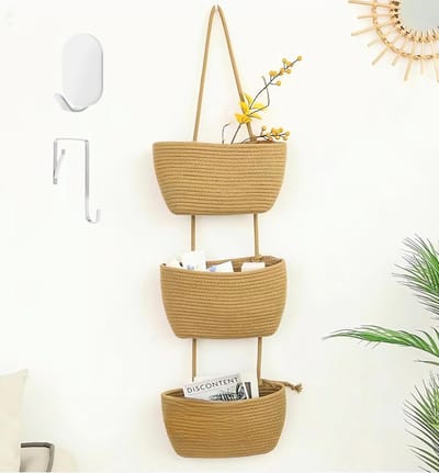 Organizer voor over de deur - 3 lagen - Hangende opbergmanden - Creëer een stijlvolle en georganiseerde ruimte - Perfect voor bohemian kamerinrichting en kinderkamerinrichting