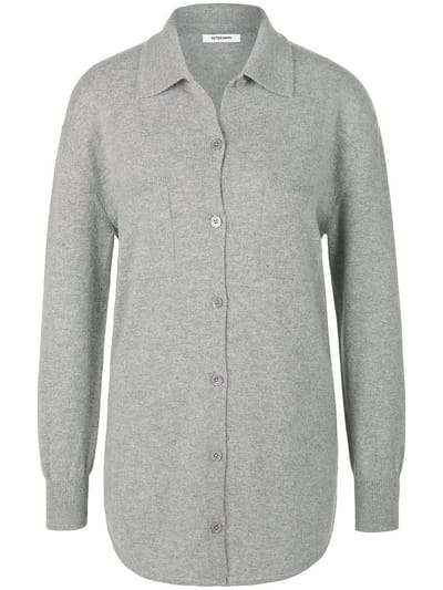Gebreid shirt polokraag Van Peter Hahn grijs