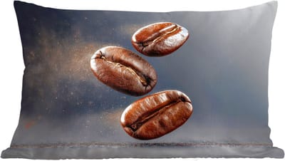 Sierkussens - Kussentjes Woonkamer - 60x40 cm - Koffiebonen - Zwevend - Grijs