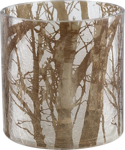 PTMD Finch windlicht kerst - Xmas Finch white gold glass tealight twigs M
