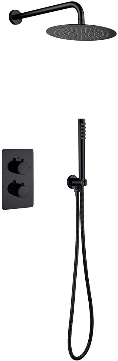 Inbouw Thermostatische Regendoucheset - Lonis - Regendouchekop 25 cm - Mat Zwart