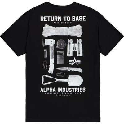 Alpha Industries T-shirt - Return To Base T-Shirt - S tot XXL - voor Mannen - zwart
