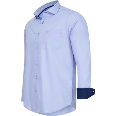 Cappuccino Italia - Heren Overhemden Overhemd Uni - Blauw - Maat M