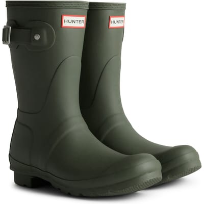 Hunter Original Short Boot Rubberen Dames Donker Olijf Groene Wellington Laarzen
