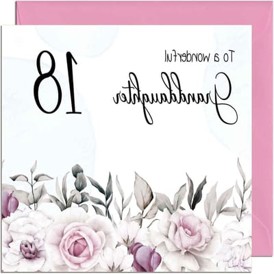 Kleindochter Verjaardagskaart - Kaart 18 Jaar - Kleindochter Feliciteren - Bloemen Patroon - 145 x 145mm - 18e
