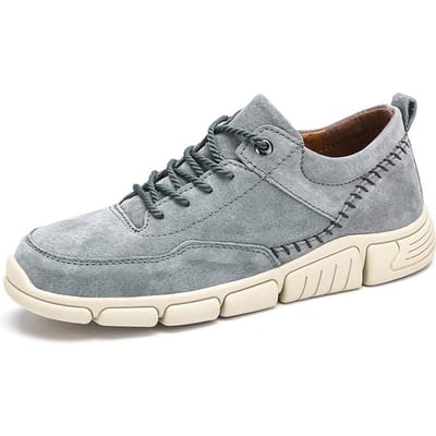 Herenschoenen Boardschoenen Lente en Zomer Koreaanse Stijl Veelzijdige Heren Casual Leren Schoenen Nieuwe Zachte Zool Ademend Echt Leer Mode Schoenen 44 grijze kleur