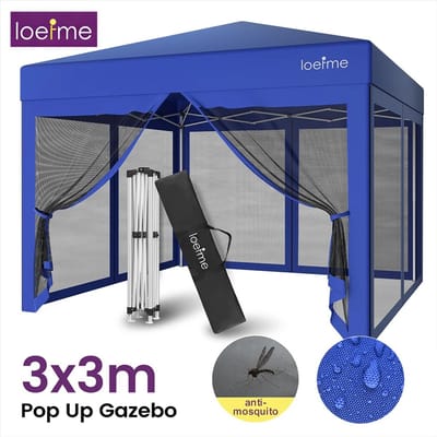 Zerova Partytent 3x3 m - Pop up Tent - Tent - Partytent opvouwbaar - Feesttent Opvouwbaar - Waterafstotend en UV-werend - Blauw