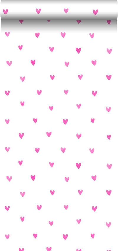 ESTAhome behang hartjes fuchsia roze - 53 cm x 10.05 m - 138866