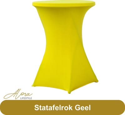 Alora Statafelrok Geel 80 cm - partytafel - Alora tafelrok voor statafel - Statafelhoes - Bruiloft - Cocktailparty - Stretch Rok