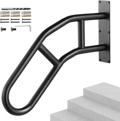 Veiligheidsleuningen Buiten - Traphekje Wandmontage - Veilig Traplopen - U-Vormige Stevigheid - 32 Inch Lengte - Mat Zwart