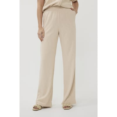 EsQualo Trousers Fancy Crinkle Light Sand Größe: S | Ausgestellte Hosen Outlet | Damen | Braun
