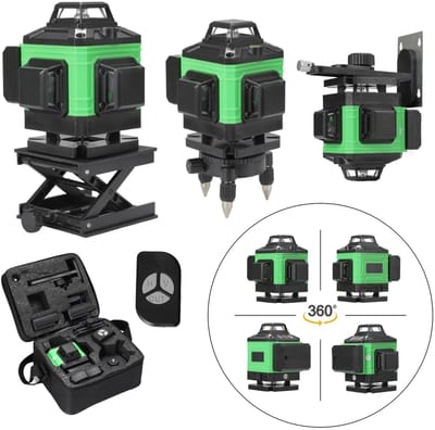 Cventrix Kruislijnlaser - Laserwaterpas - kruislaser - 4D 16 lijnen laserwaterpas - 3 ° Automatische Nivelleringsmachine - USB oplaadbare batterij - Verticale Horizontale Laser-nivelleringsmachine