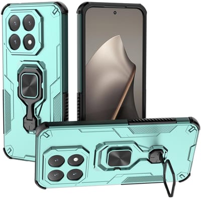 MobyDefend Hoesje - Geschikt voor Xiaomi 15T - Dubbelgelaagde Pantsercase Met Standaard - Turquoise