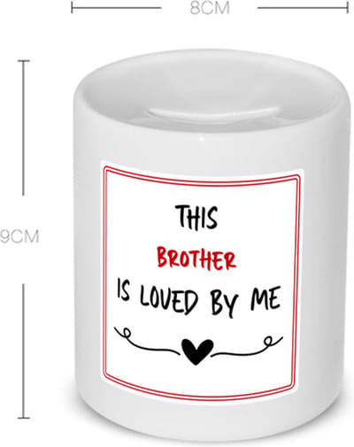 Akyol - this brother is loved by me Spaarpot - Broer - iemand die houdt van zijn broer - verjaardag - cadeautje voor broer - broer artikelen - kado - geschenk - 350 ML inhoud
