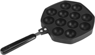 Takoyaki Pan met 12 Gaten - Gietijzeren Octopus Ballen Bakplaat voor Gasfornuis