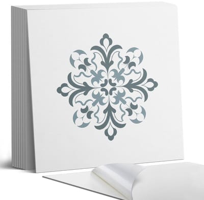 Coloray Plaktegels - Bloemmotief in symmetrie Portugese Tegels - 30 cm x 30 cm - Grijs Plaktegels - 9 stuks - Vierkant PVC Tegels - Plaktegels Keuken - Zelfklevende Vloertegels - Vinyltegels Vloer Zelfklevend - Zelfklevende Tegels