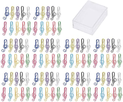100 Schattige Muziekvormige Paperclips – 10 Kleuren, Metaal, voor Kantoor & Schoolgebruik