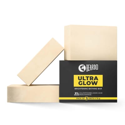 Beardo Ultraglow Verhelderende Zeep | 9% complex van glutathion, niacinamide & kojinezuur | Huidverhelderende Zeep | Whitening Zeep voor mannen | Derma beige