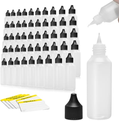 Oputec 50x 50 ml druppelflessen – PE doseerflessen – levensmiddelveilig + etiketten
