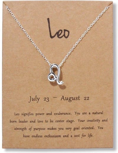 Bixorp Stars Leeuw / Leo Ketting - Zilverkleurige Ketting op Cadeau Kaartje - Sterrenbeeld / Zodiac Hanger