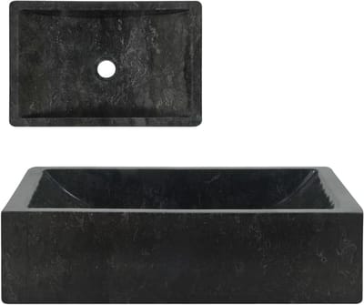 Wastafel Marmer - Badkamer Wasbak - Dagelijks Gebruik - Handgemaakt Uniek Stuk - 45 x 30 cm - Zwart Glans
