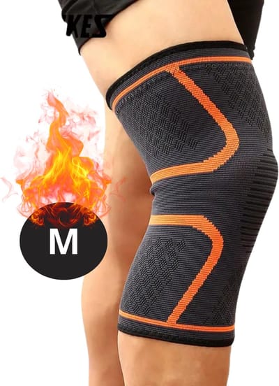 Bovista Kniebrace - Sportbrace Knie - Knee Sleeves - Knee Sleeves Powerlifting - Compressie Knie Brace - Knee Wraps - Knee Support - Dames - Heren - Comfortabel - Oranje - Maat M