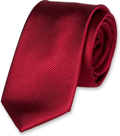 E.L. Cravatte Smalle Stropdas - Donkerrood - 100% Zijde