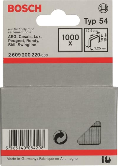 Bosch Accessories 2609200220 Nieten met plat draad Type 54 1000 stuk(s) Afm. (l x b) 10 mm x 12.9 mm