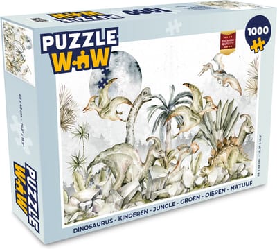 Puzzel Dinosaurus - Kinderen - Jungle - Groen - Dieren - Natuur - Legpuzzel - Puzzel 1000 stukjes volwassenen