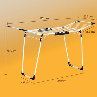 SONGMICS - Wasrek - Droogrek met Vleugels - Plaatsbesparend - Voor Kleding en Handdoeken