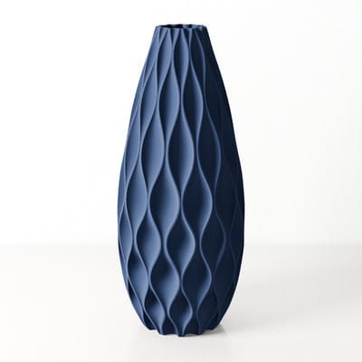Fleuriek - Grote Vaas - Blauw - H50 cm - Vaas voor zijdebloemen - Luxe vaas gemaakt van duurzaam kunststof - Unieke decoratieve vaas met patroon
