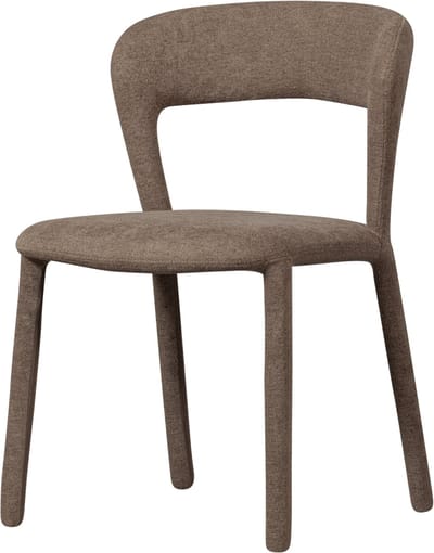 WOOOD Noble Eetkamerstoel - Volledig Bekleed - Quick Geweven Stof - Taupe/Bruin - 76x51x56 cm