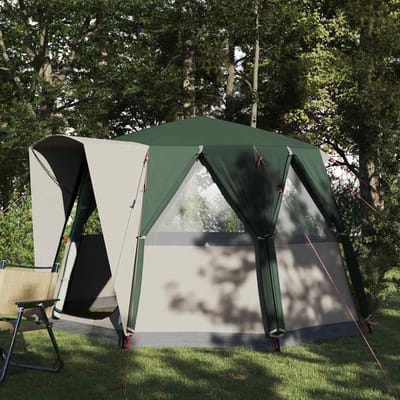 vidaXL - Cabin - Tent - 3-Person - met - dak - Groen - en - Wit - 320 - x - 320 - x - 203 - cm