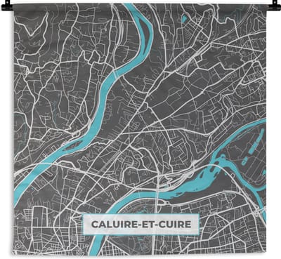 Wandkleed - Wanddoek - Plattegrond - Caluire-et-Cuire - Frankrijk - Stadskaart - Kaart - 180x180 cm - Wandtapijt
