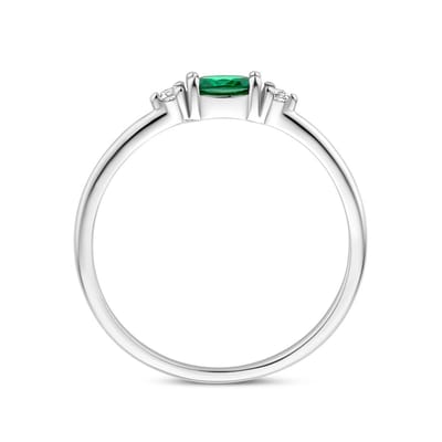 Gerhodineerd Zilver Ring Wit En Groen Met Zirkonia 1339073