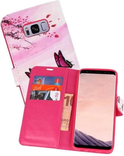 Bookstyle Hoesje - Hoesje Geschikt voor Samsung Galaxy S8 Plus 3D Print Vlinder