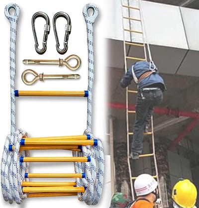 Veiligheidsladder Touw - Noodladder Reddingsladder - Snelle Evacuatie - Sterk Draagvermogen - 12 Meter - Wit