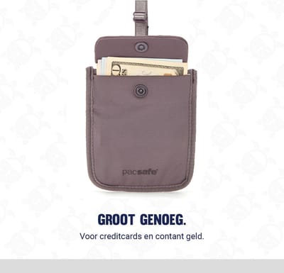 Pacsafe Geheime BH-zakje - 11 x 9 x 0.3 cm - RFID-blokkerend - Waterafstotend - Wasbaar - Mauve Shadow