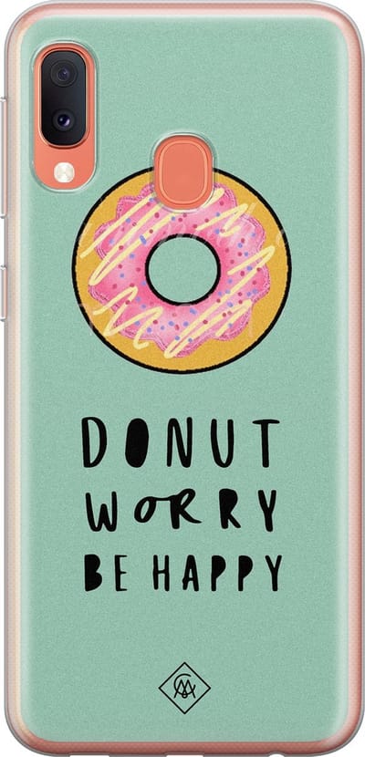 Casimoda® hoesje - Geschikt voor Samsung A20e - Donut Worry - Backcover - Siliconen/TPU - Roze