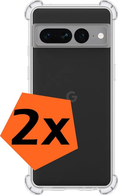 Hoes - 2 Stuks - Geschikt voor Google Pixel 7 Pro - Sterk & Shockproof - Siliconen Case - Back Cover - Telefoon Hoesje Shock Proof - Transparant