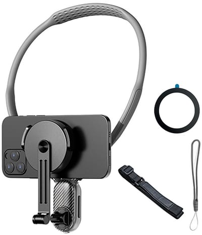 NAXSIR mobiele telefoonhouder, om de nek te dragen, sportstabilisatorbevestiging, veiligheidsgordel en magnetische schijf